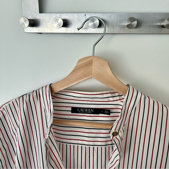 Ralph Lauren 100% Cotton Tie-Front Button Up Blouse - Size L - Picture 2 of 6
